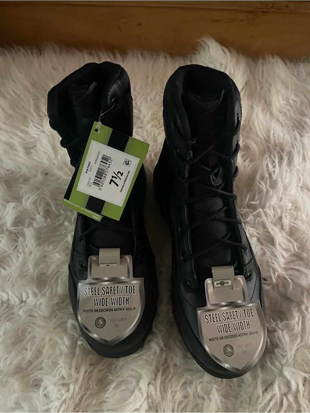 Intercepter Tactical Black Steel Toe Wide Width Work Boots - Size 7½ Men’s